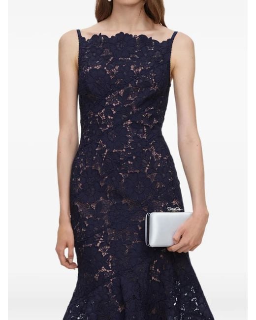 Self-Portrait Blue Spiral Lace Midi Dress