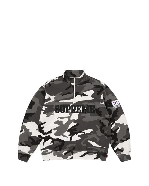 Supreme Black Flag-Detail Half-Zip Camouflage-Pattern Sweatshirt for men