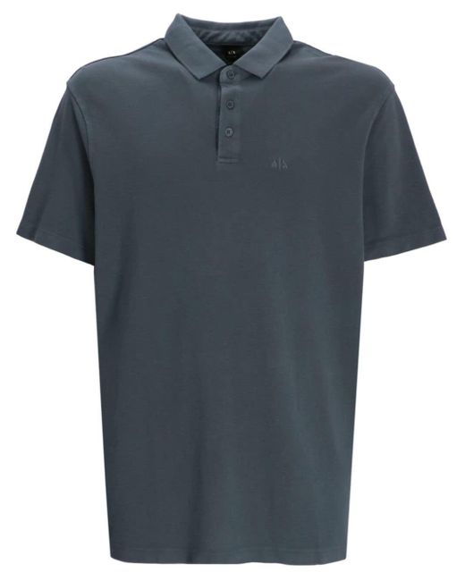 Armani Exchange Blue Logo-print Cotton Polo Shirt for men