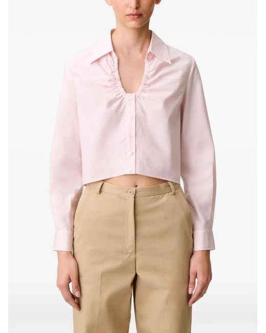 Claudie Pierlot Pink Cutout Buttoned Cotton Shirt