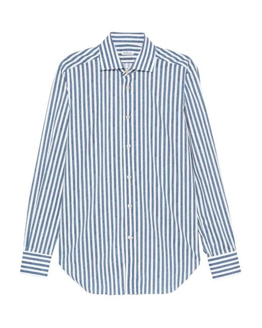 メンズ Kiton ストライプ シャツ Blue