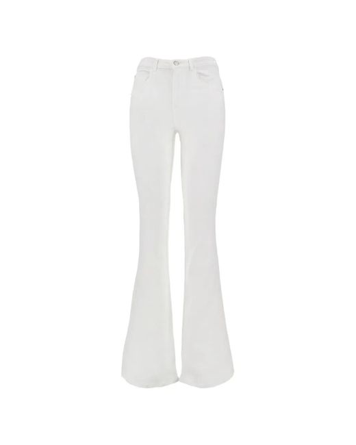 Emporio Armani White Jean Slim À Coupe Évasée