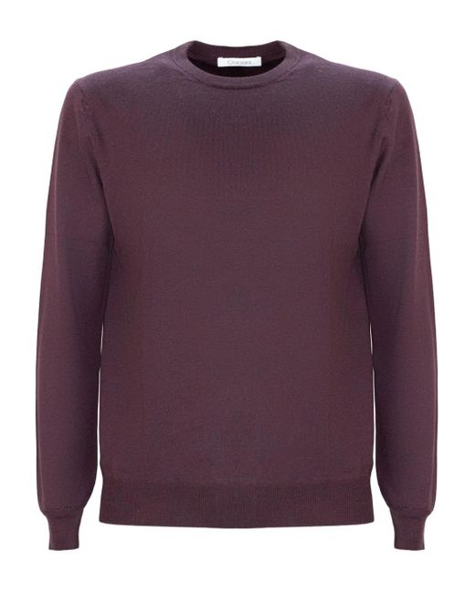 Cruciani Purple Crew-Neck Wool Sweater for men