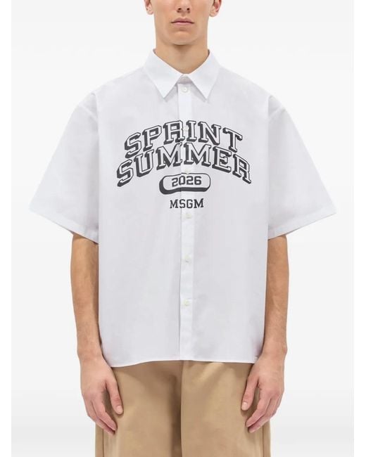 MSGM White Graphic Shirt for men