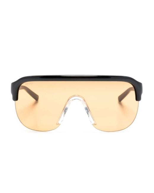 Gucci Natural Half-rim Shield-frame Sunglasses - Unisex - Acetate