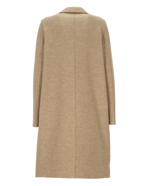 Harris Wharf London Natural Button-fastening Wool Coat