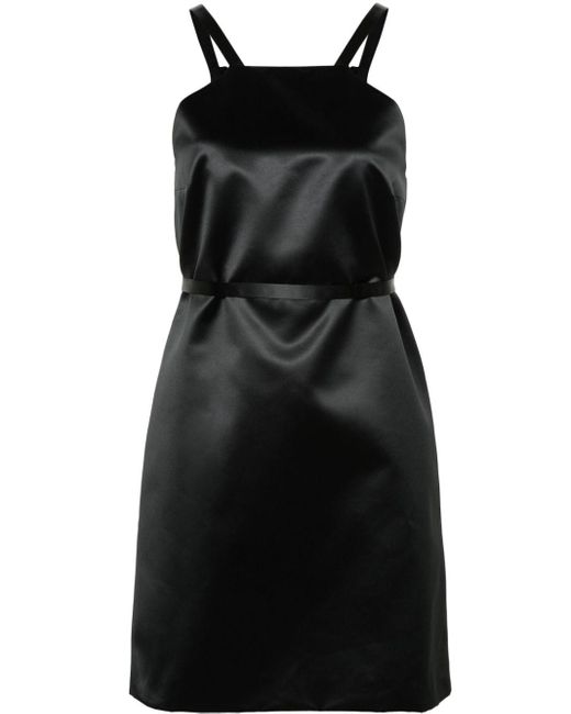 Patou Black Belted Satin Mini Dress