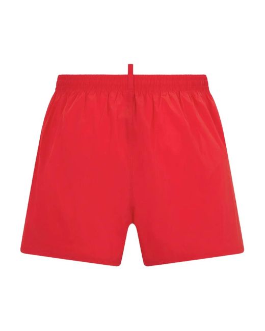 DSquared² Red Logo Midi Swim Boxer Shorts for men