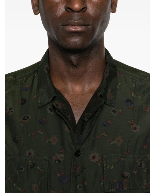 Sacai Black Floral-Print Shirt for men