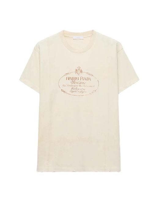 Prada White Garment-Dyed Jersey T-Shirt