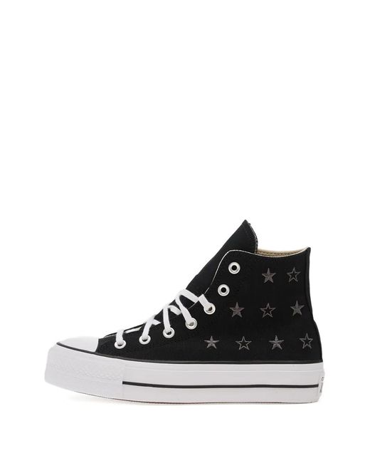 Converse Black Chuck Taylor Star-Embellishment Platform-Sole Sneakers