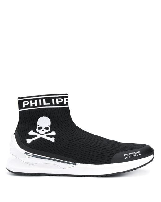 Philipp Plein Black Logo Sock Trainers for men
