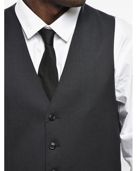 Corneliani Black Virgin Wool Waistcoat for men