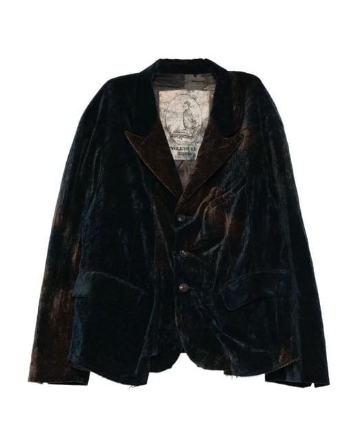 Ziggy Chen Gesmockte Fluwelen Blazer in het Black voor heren