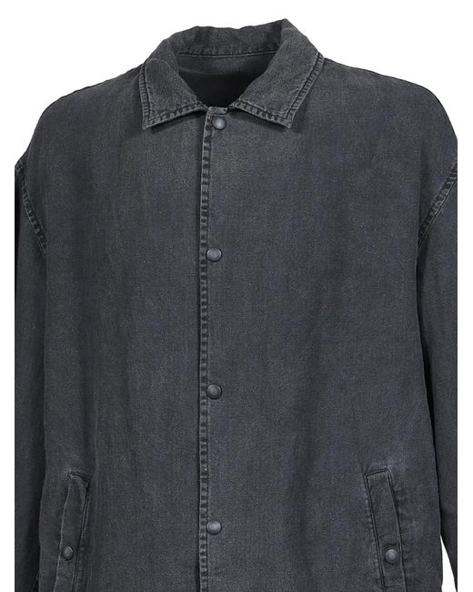 PORTER CLASSIC Gray Linen Coach Shirt Jacket for men