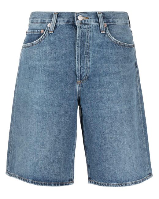 Agolde Blue Low-rise Denim Shorts