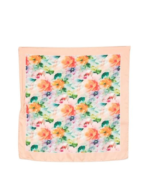 D'Aniello Orange Floral-Print Scarf