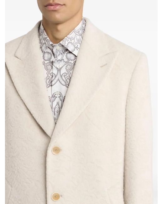 Etro Natural Wool-Blend Single-Breasted Coat for men