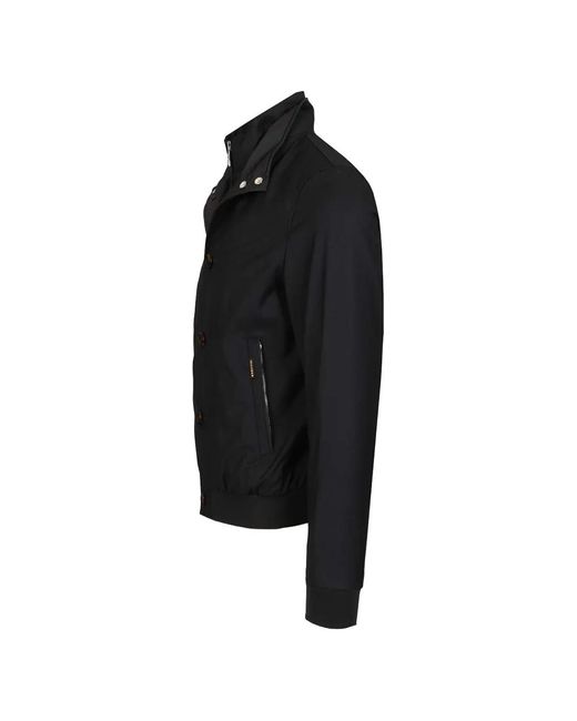 Moorer Black Bernie Buttoned Zip-Fastening Jacket for men
