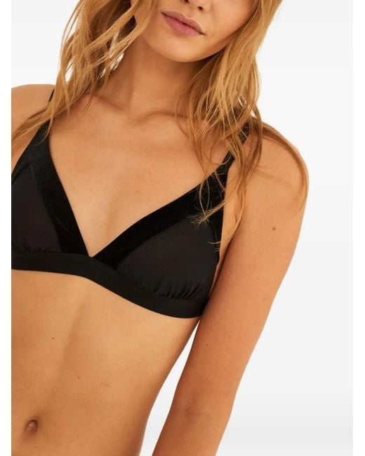 Undress Black Velvet-Trimmed Triangle Bra