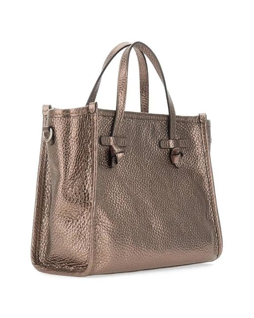 MARCELLA CLUB Brown Large Miss Marcella32 Grained Leather Tote Bag