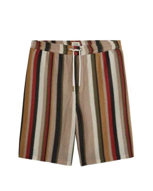 Scotch & Soda Brown Short Rayé À Lien De Resserrage for men