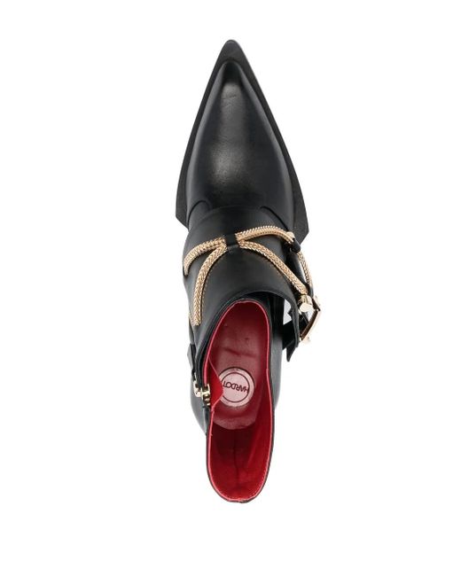 HARDOT Black Chain-Link Trim Biker Boots