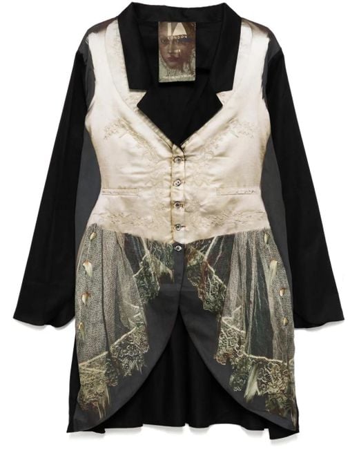 IA London Black Printed Blazer