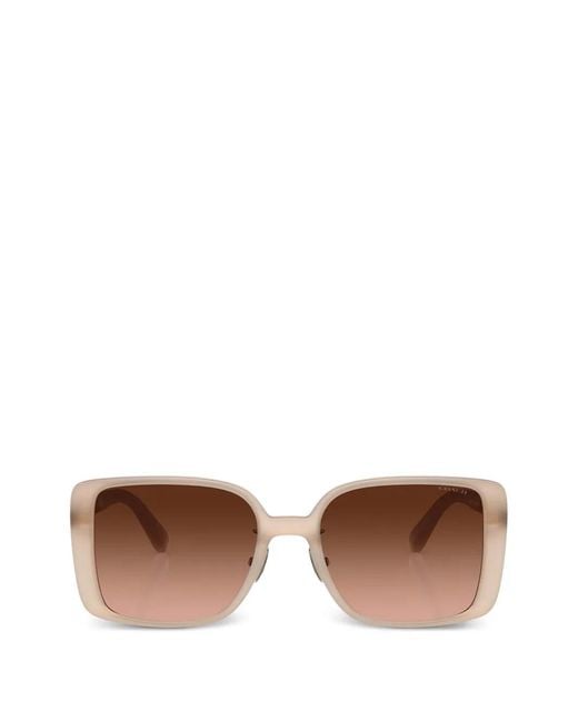 COACH Brown Logo-Plaque Rectangle-Frame Sunglasses