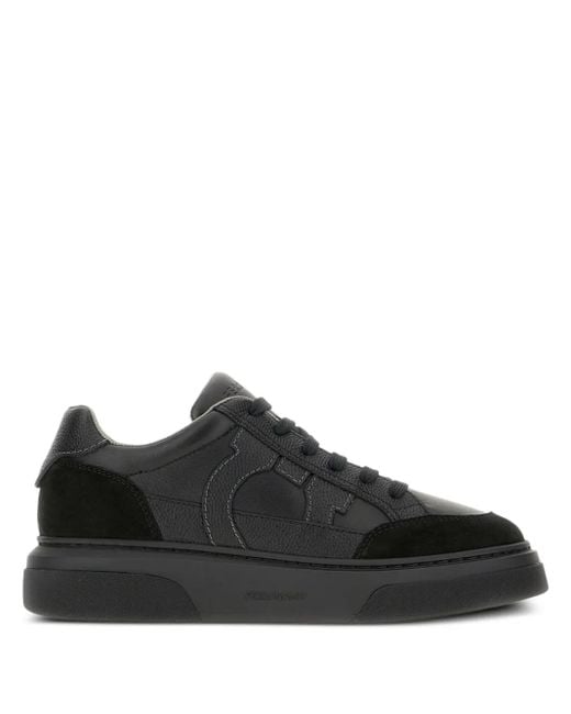 スニーカー SALVATORE FERRAGAMO BLACK LEATHER CASSINA SNEAKERS Ferragamo Cassina Sneakers in Black for Men | Lyst