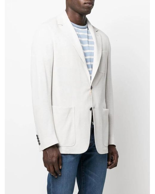 Canali White Fitted Single-Breasted Button Blazer for men