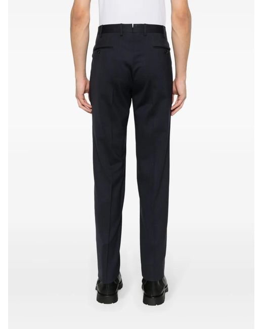 PT Torino Blue Straight-Leg Tailored Trousers for men