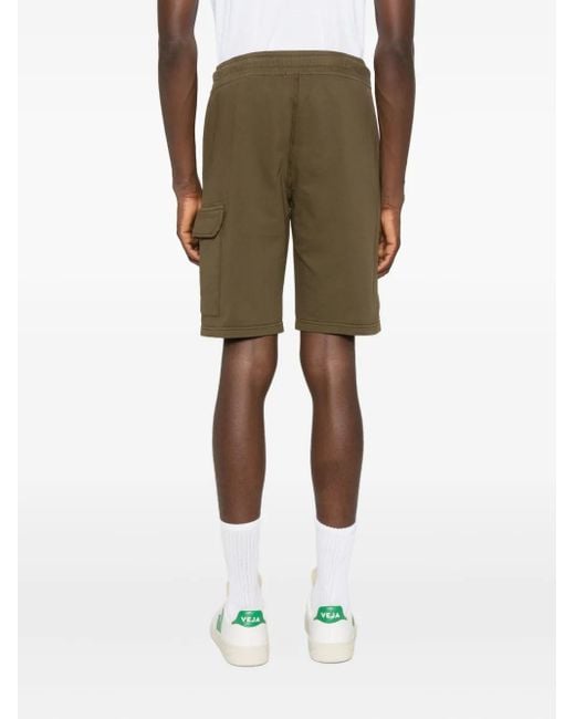 C P Company Green Drawstring-Waist Cargo-Pocket Shorts for men