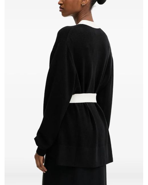 Cardigan Con Logo E Inserti A Contrasto di Karl Lagerfeld in Black