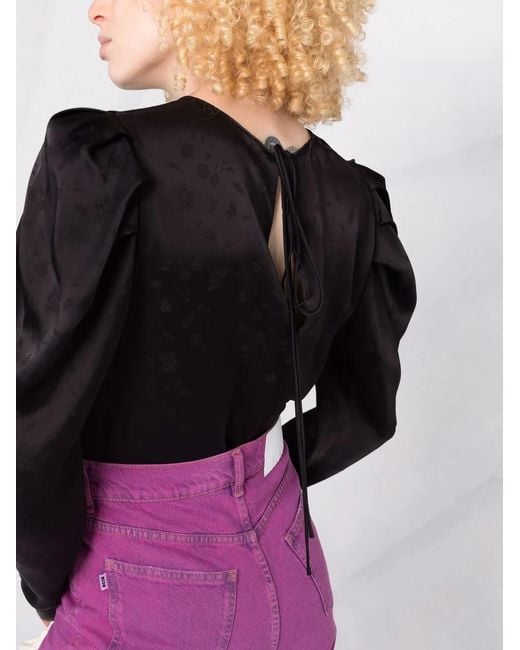 Blusa de manga farol ANDAMANE de color Black