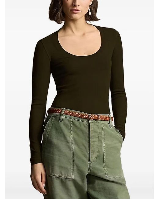 Polo Ralph Lauren Green Scoop-Neck Long-Sleeve Top