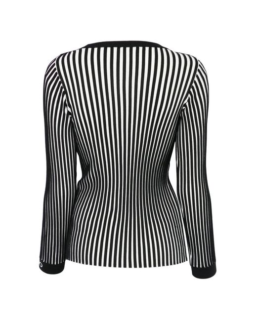 Liu Jo Black Striped Button Top