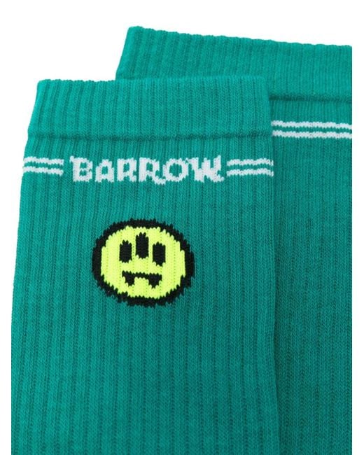 Barrow Green Striped Graphic Socks for men
