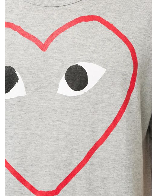 COMME DES GARÇONS PLAY Gray Outline Heart Tee for men