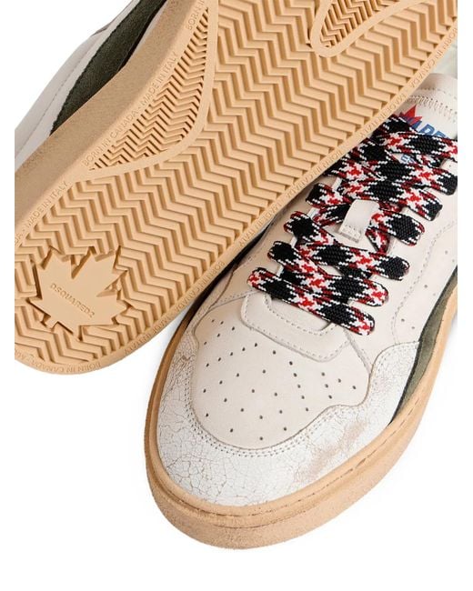 DSquared² White Rider Distressed-Effect Panelled Sneakers for men