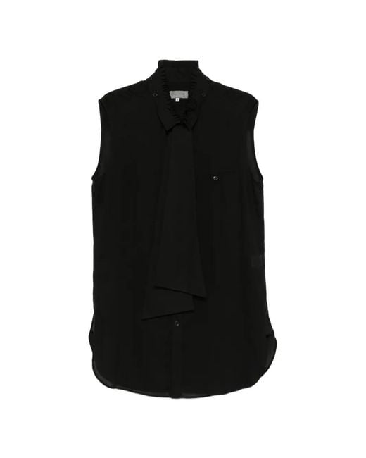 Yohji Yamamoto Black Pussy-Bow Sleeveless Top for men