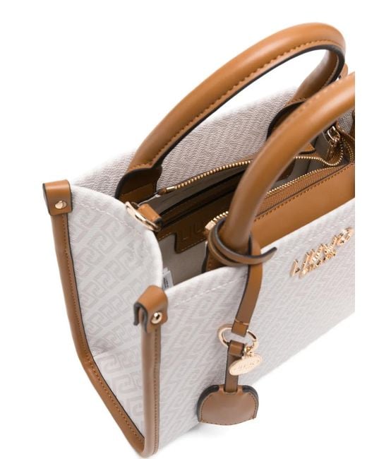 Liu Jo Gray Monogram-Pattern Logo-Plaque Tote Bag