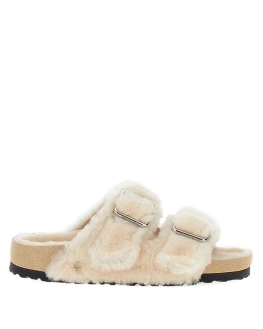 Birkenstock White Arizona Shearling Sandals Shoes