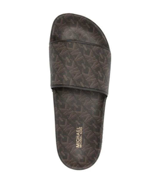 MICHAEL Michael Kors Gray Gilmore Logo-Print Slides