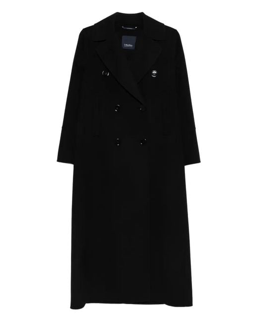 Max Mara Black Custodi Double-Breasted Coat