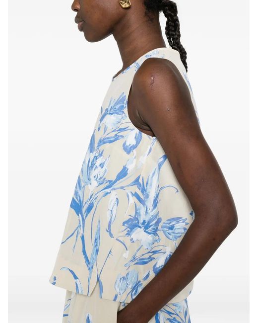 ROSSO35 Blue Floral Top