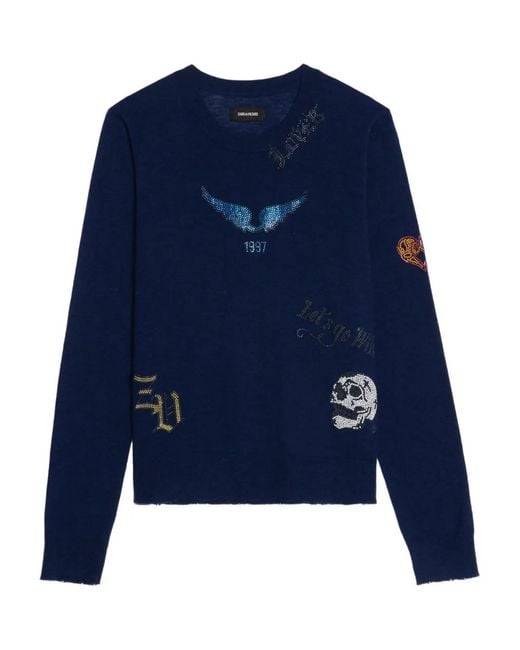 Zadig & Voltaire Blue Crystal-Embellishment Sweater