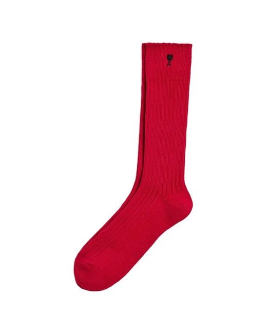 AMI Red Cotton Socks With Ami De Coeur
