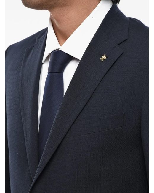 Corneliani Blue Single-Breasted Flap-Pocket Blazer for men