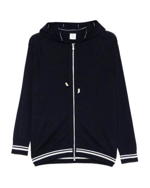 Eleventy Blue Hooded Zip-Front Sweater for men